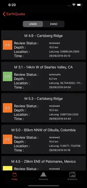 Earthquakes Map, screen 5